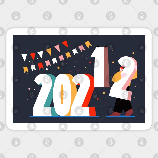 Hand Drawn Changing Year 2021 2022 Sticker by Mako Design 